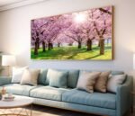 QUADRO EM PAISAGEM BELAS ÁRVORES ROSADAS - Imagem 4