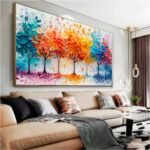 QUADRO ABSTRATOS COM ARVORES EM BELAS CORES - Imagem 5