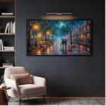 QUADRO EM ARTE  PINTURA DE FAMILIA E UM CACHORRO - Imagem 4