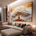 QUADRO ARTE ÁRVORE ABSTRATA COM TONS DOURADA - Imagem 4