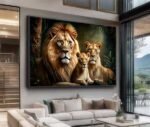 QUADRO FAMILIA LEÃO LEOA E FILHOTE - Imagem 3