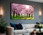QUADRO EM PAISAGEM BELAS ÁRVORES ROSADAS - Imagem 2
