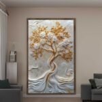 QUADRO COM ÁRVORE VERTICAL  EM ARTE MODERNA