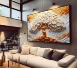 QUADRO ARTE ÁRVORE ABSTRATA COM TONS DOURADA - Imagem 3