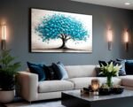QUADRO UMA ÁRVORE DE DECORAÇÃO AZUL VIOLETA - Imagem 2
