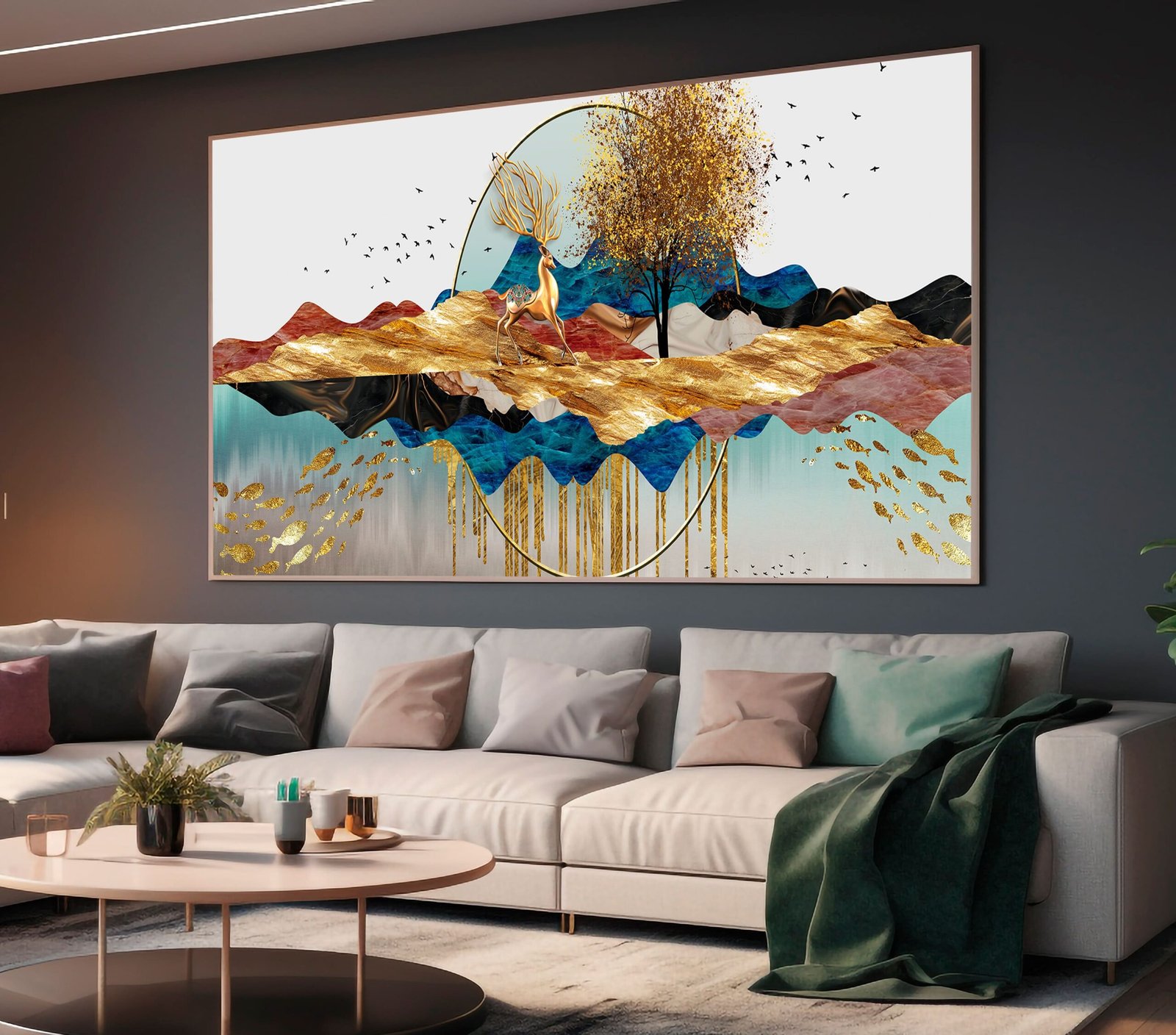 D5 QUADRO ABSTRATO ARTE PAISAGEM DECOR 3D - Imagem 1