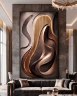 QUADRO  VERTICAL ARTE  DECOR EM TONS QUENTES - Imagem 5