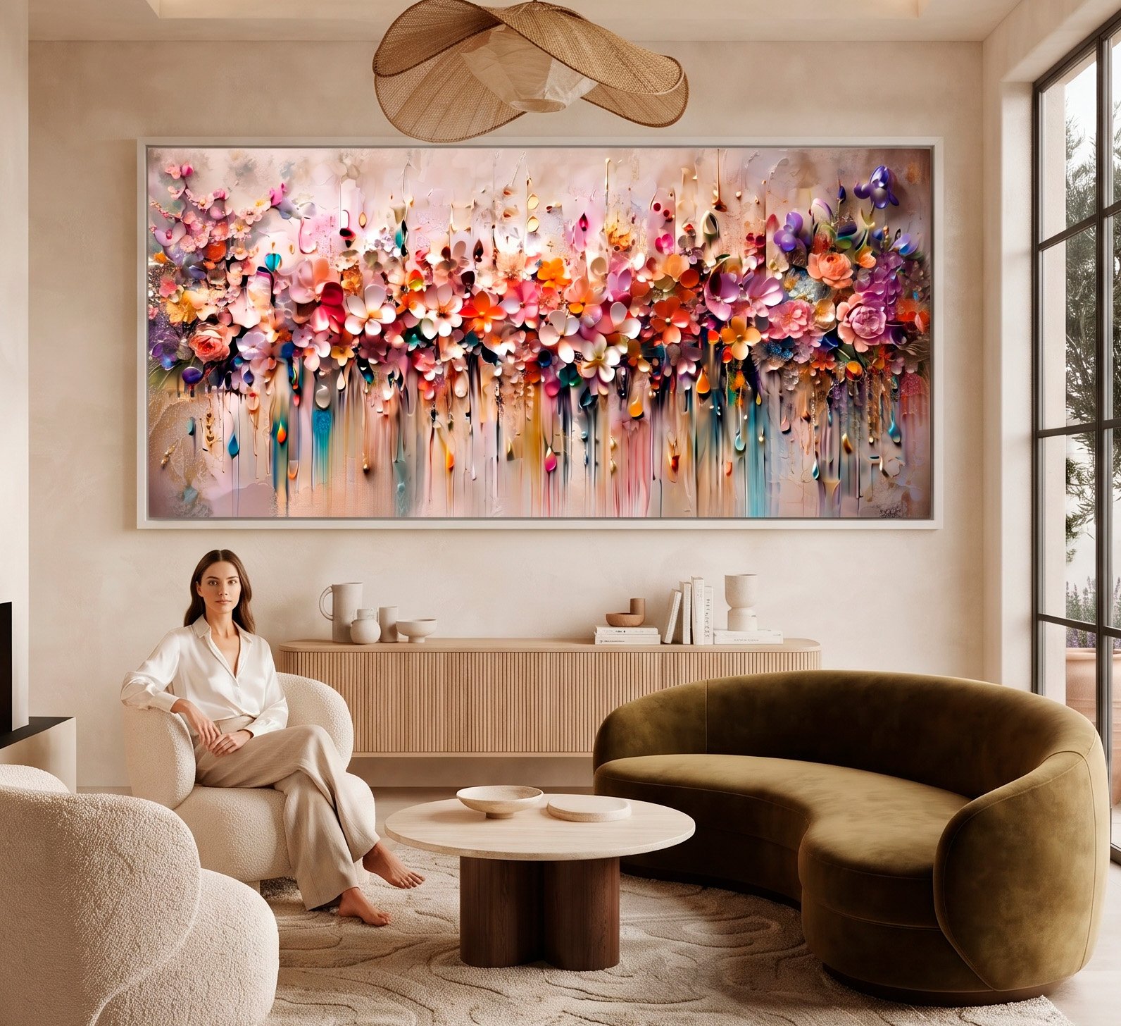 D1 QUADRO EM BELA ARTE FLORAIS ABSTRATOS - Imagem 1