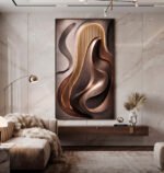 QUADRO  VERTICAL ARTE  DECOR EM TONS QUENTES - Imagem 4