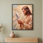 QUADRO CRISTO E O POMBO DA PAZ EM PINTURA ABSTRATA - Imagem 5
