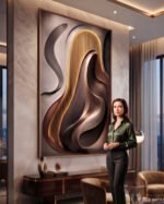 QUADRO  VERTICAL ARTE  DECOR EM TONS QUENTES