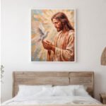 QUADRO CRISTO E O POMBO DA PAZ EM PINTURA ABSTRATA - Imagem 4