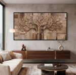 QUADRO  ÁRVORE EM   ABSTRATO MADEIRADO - Imagem 2