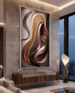 QUADRO  VERTICAL ARTE  DECOR EM TONS QUENTES - Imagem 3