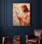 QUADRO CRISTO E O POMBO DA PAZ EM PINTURA ABSTRATA - Imagem 3