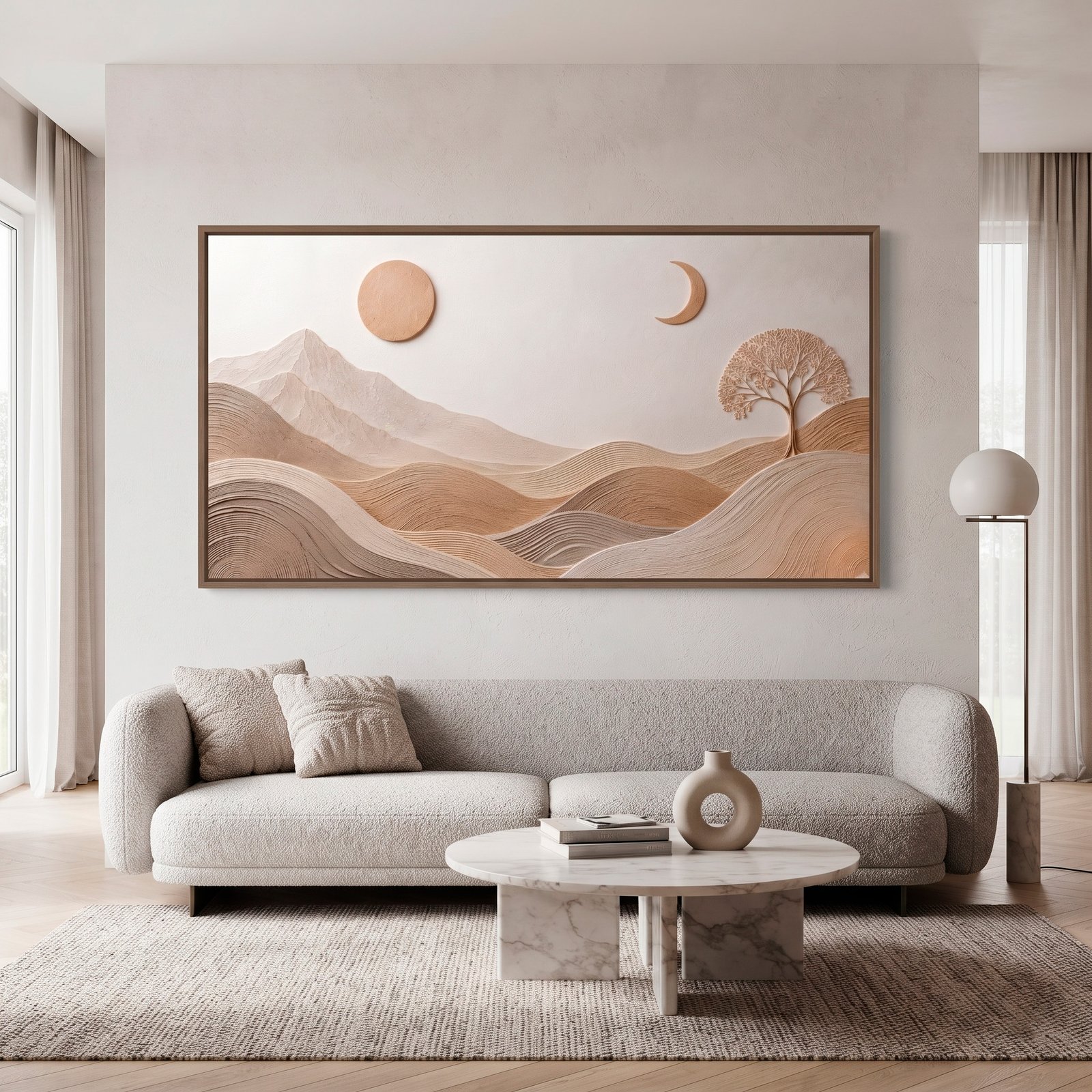 D5 QUADRO EM PAISAGEM ABSTRATA COM O SOL E A LUA - Imagem 1