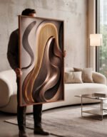 QUADRO  VERTICAL ARTE  DECOR EM TONS QUENTES - Imagem 2